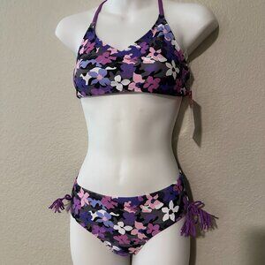 Kanu Surf Purple Garden Camo Girls size 12 bikini, New with Tags
